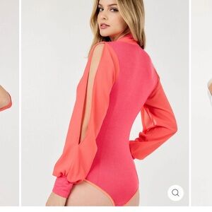 Coral Split-Sleeve Women’s Bodysuit